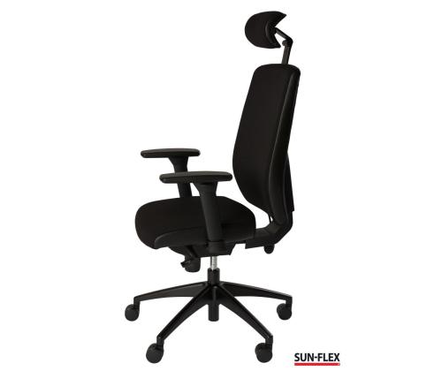 Töötool SUN-FLEX HB 250505 peatoega, regul. käetoedkangas Onyx Black+must alum. jalarist