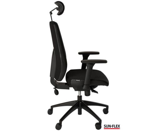 Töötool SUN-FLEX HB 250505 peatoega, regul. käetoedkangas Onyx Black+must alum. jalarist