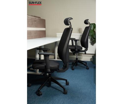 Töötool SUN-FLEX HB 250505 peatoega, regul. käetoedkangas Onyx Black+must alum. jalarist