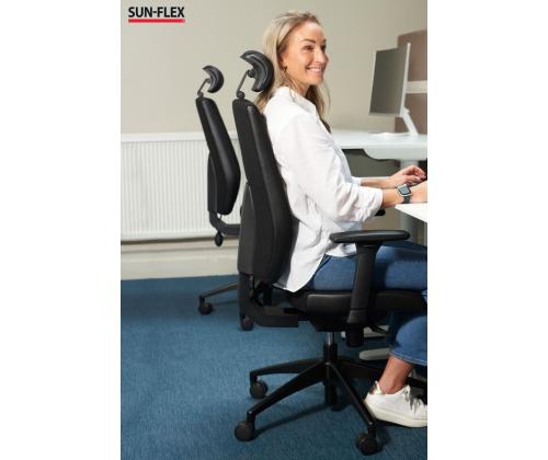 Töötool SUN-FLEX HB 250505 peatoega, regul. käetoedkangas Onyx Black+must alum. jalarist