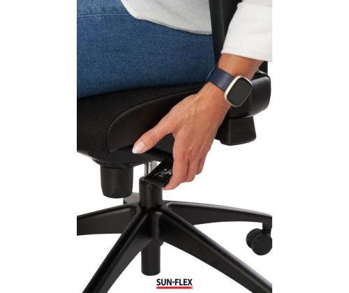 Töötool SUN-FLEX HB 250505 peatoega, regul. käetoedkangas Onyx Black+must alum. jalarist