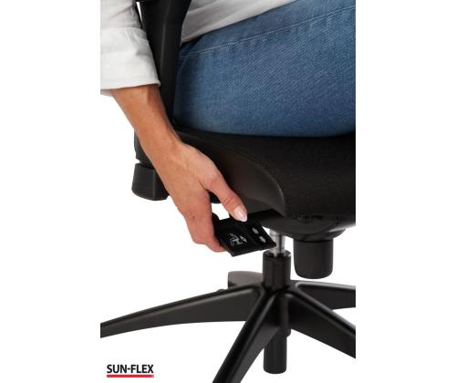Töötool SUN-FLEX HB 250505 peatoega, regul. käetoedkangas Onyx Black+must alum. jalarist