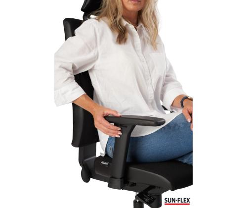 Töötool SUN-FLEX HB 250505 peatoega, regul. käetoedkangas Onyx Black+must alum. jalarist