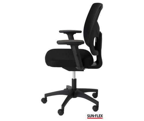 Töötool SUN-FLEX MESH 250305, võrkkangast seljatugi, 4D regul.käetoed must kangas+must jalarist