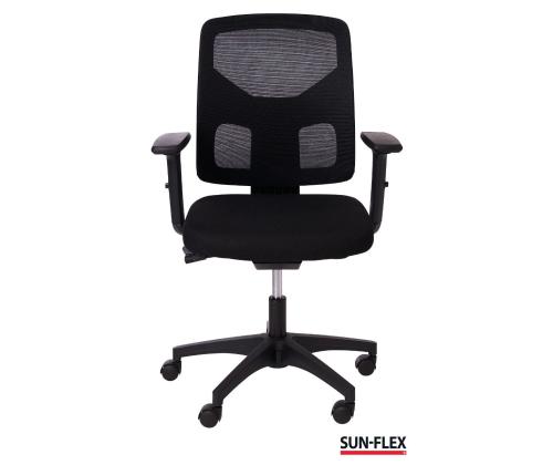 Töötool SUN-FLEX MESH 250305, võrkkangast seljatugi, 4D regul.käetoed must kangas+must jalarist