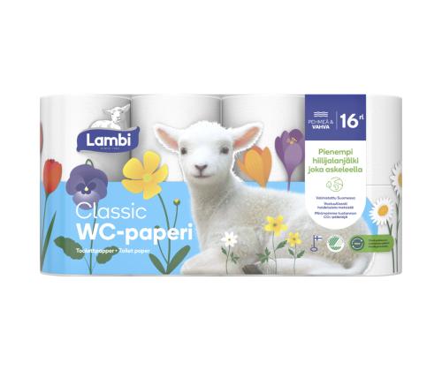 Tualettpaber 3-kihiline LAMBI lumivalge 16rl