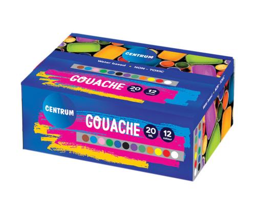 Guaššvärvid CENTRUM 20ml x 12 värvi karbis