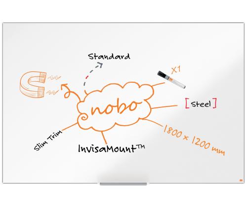 Valgetahvel-magnettahvel NOBO ImpressionPro Steel 180x120cm