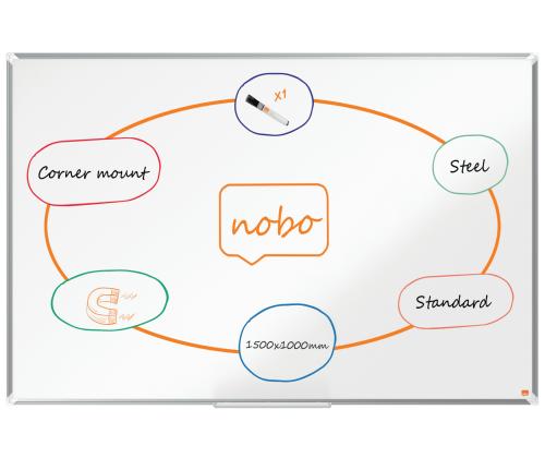 Valgetahvel-magnettahvel NOBO Premium Plus Steel 150x100cm