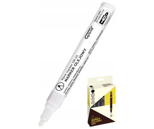Värvimarker GRAND Paint GR-25 (metall, klaas, plastik) koonilise otsaga valge