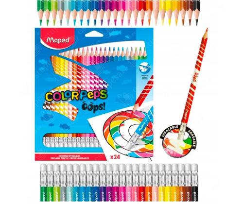 Värvipliiats MAPED ColorPeps Oops kustukummiga 24 värvi