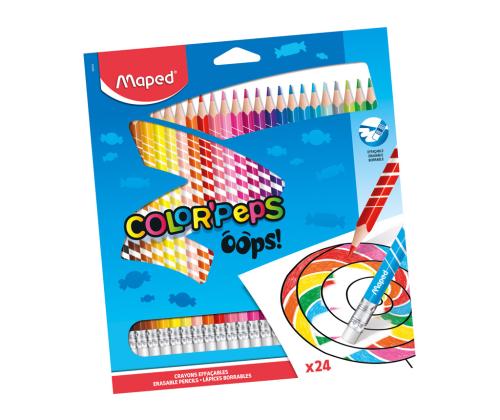 Värvipliiats MAPED ColorPeps Oops kustukummiga 24 värvi