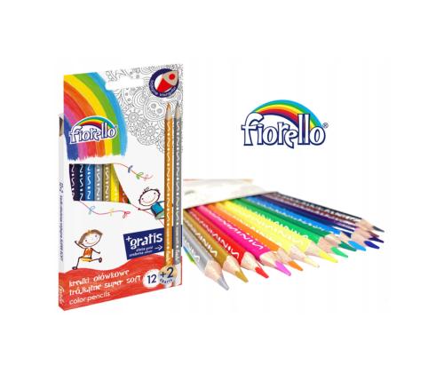 Värvipliiatsid FIORELLO Super Soft kolmetahuline 12 värvi