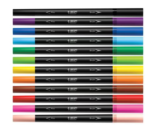 Viltpliiatsid BIC Intensity 12 värvi kaheotsaga