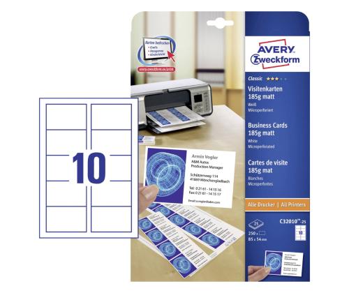 Visiitkaardi alusmaterjal ZW C32010 valge 25 lehte