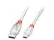 CABLE USB2 A TO MINI-B 0.5M/TRANSPARENT 41781 LINDY