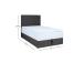 Kontinentaalvoodi LEVI 90x200cm, madratsiga, tumehall, 93x210xH114,5cm