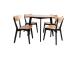 Söögilauakomplekt ROXBY ümar laud D105xH76cm, 4 tooli (AC85660), tamm/must