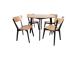 Söögilauakomplekt ROXBY ümar laud D105xH76cm, 4 tooli (AC85660), tamm/must